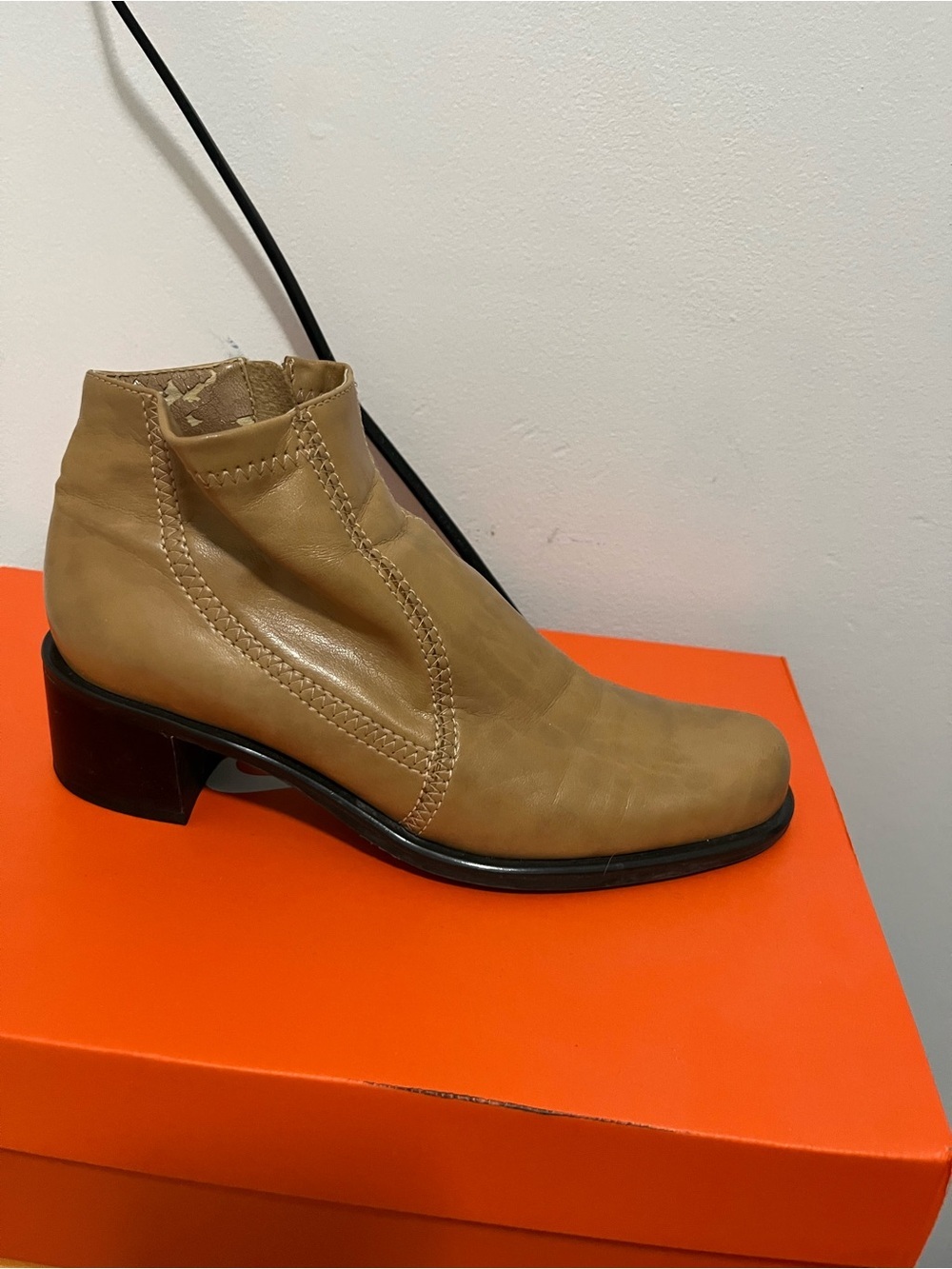 Franco Sarto Tan Leather Chelsea-Style Ankle Booties